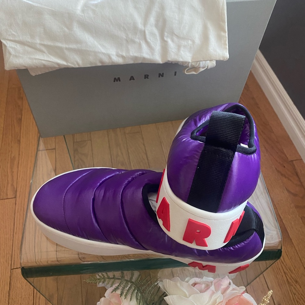 MARNI Purple Puffed Nylon Slip-on